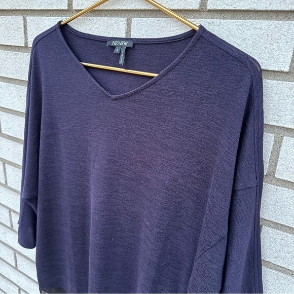 Nic+Zoe Nightshade Plum Purple Black Rejoice Sweater Mixed Media Chiffon Knit - Picture 4 of 11